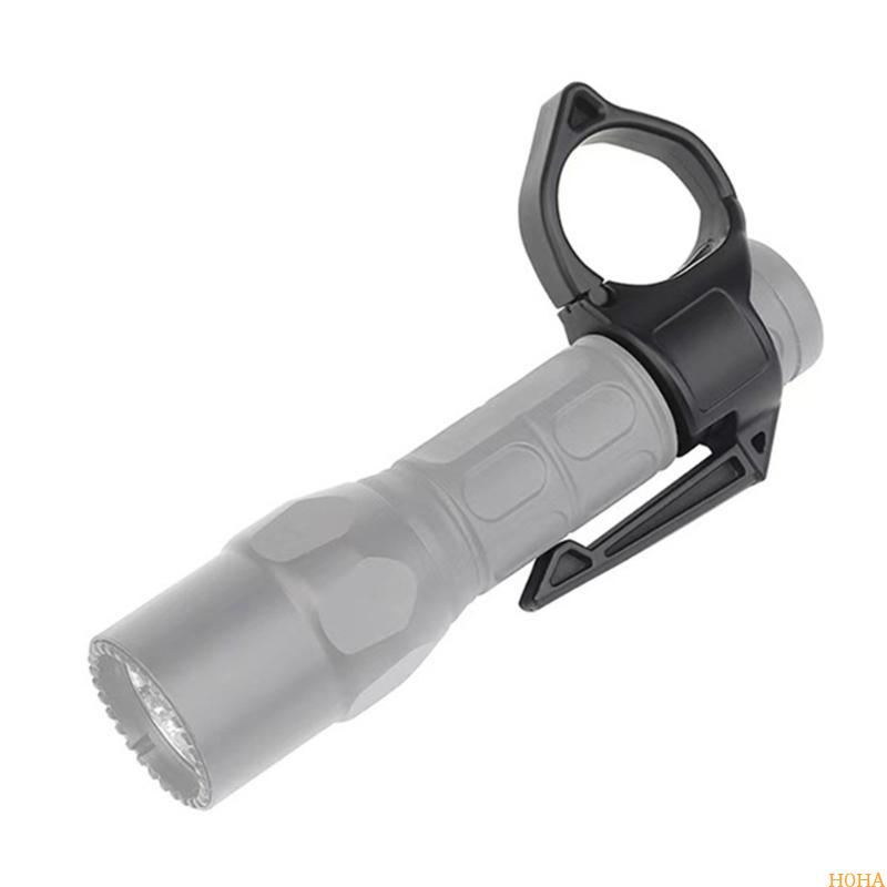 Tactical Flashlight Ring Holder with Pocket Clip Grip for Outdoor EDC Carry