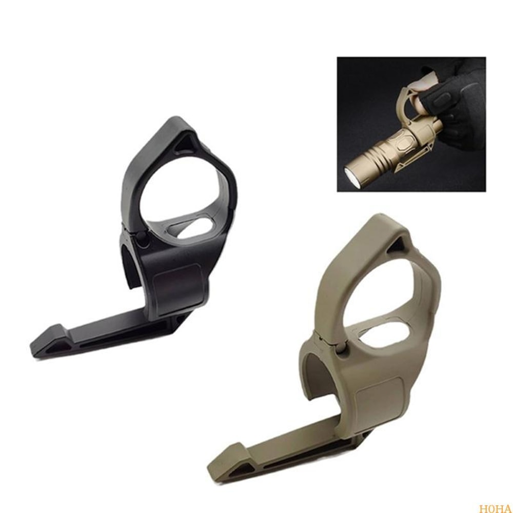 Tactical Flashlight Ring Holder with Pocket Clip Grip for Outdoor EDC Carry
