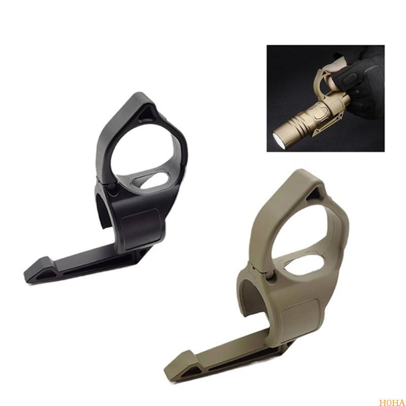 Tactical Flashlight Ring Holder with Pocket Clip Grip for Outdoor EDC Carry