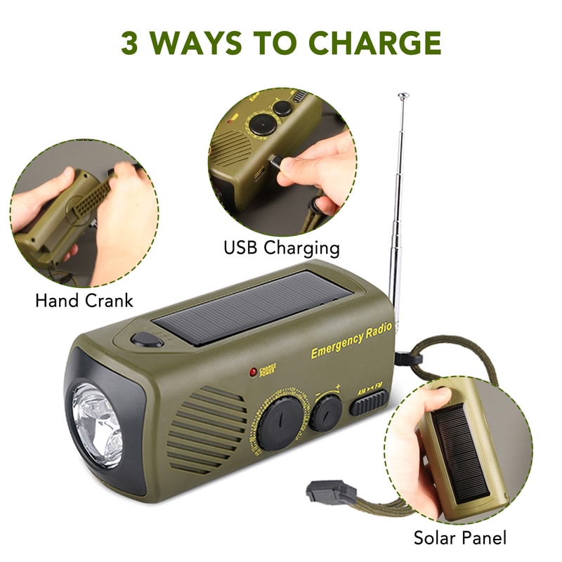 Emergency Solar Hand Crank Radio With Flashlight And Phone Charger Survival Kit 3