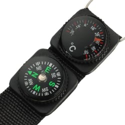 outdoor survival keychain with compass thermometer carabiner clip
