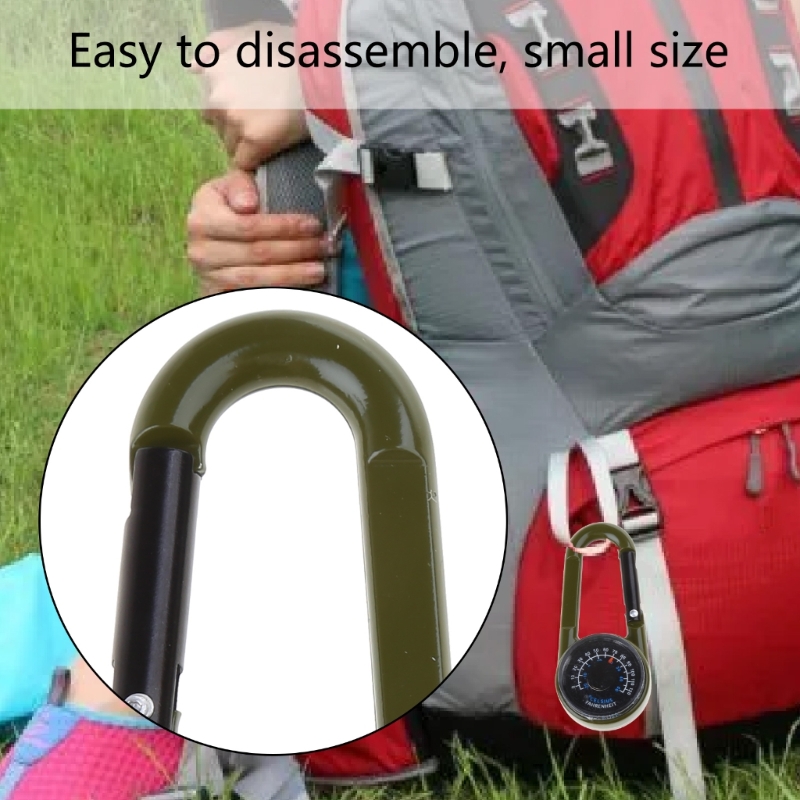 Multifunctional Hiking Carabiner Thermometer Keychain Durable Outdoor Clip Gear