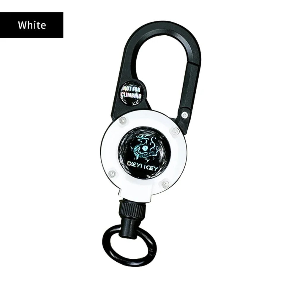 Portable Retractable Keychain with Compass and Steel Wire Carabiner Reel