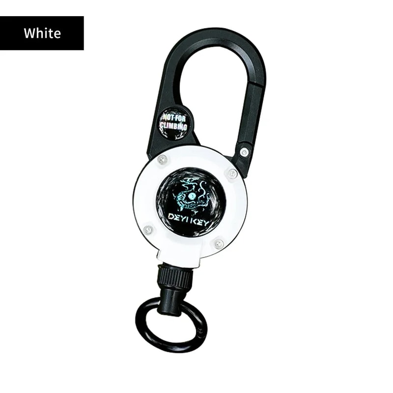 Portable Retractable Keychain with Compass and Steel Wire Carabiner Reel
