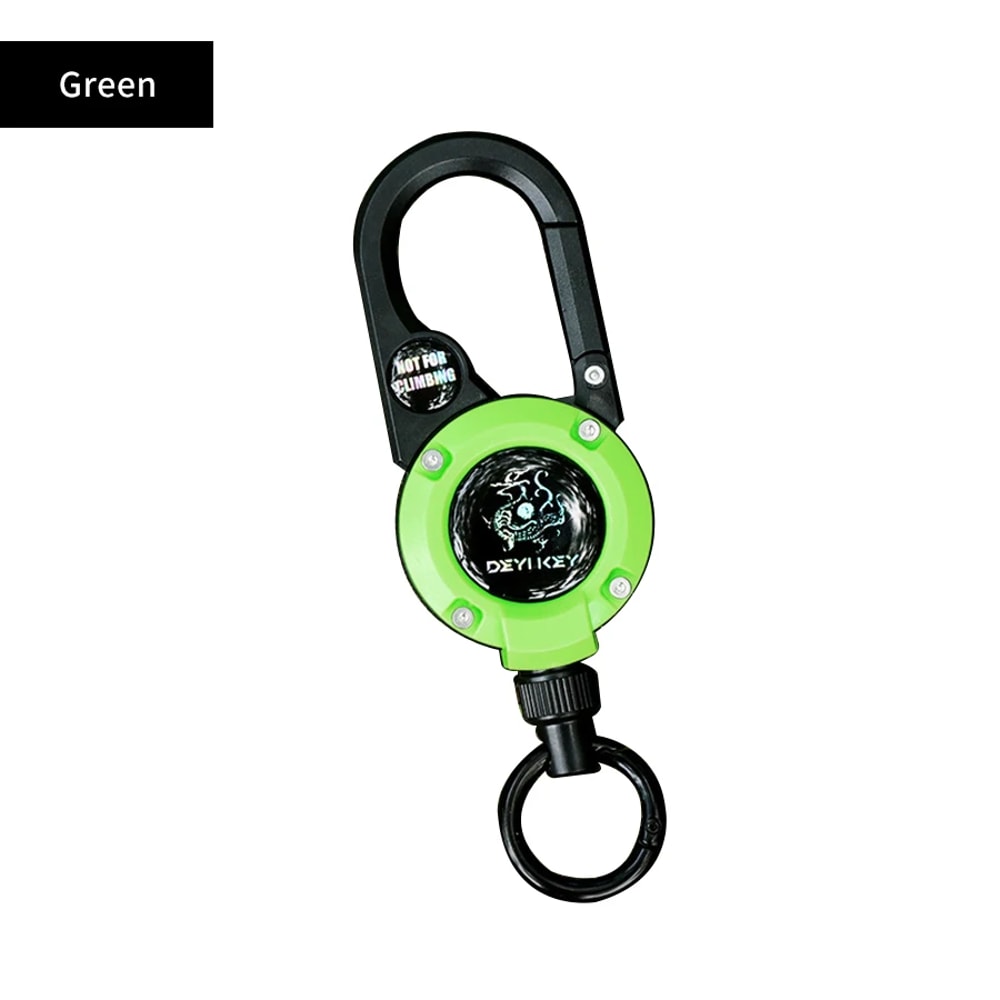 Portable Retractable Keychain with Compass and Steel Wire Carabiner Reel