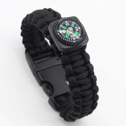 outdoor survival bracelet with compass, whistle and paracord gear for camping hiking emergency kit
