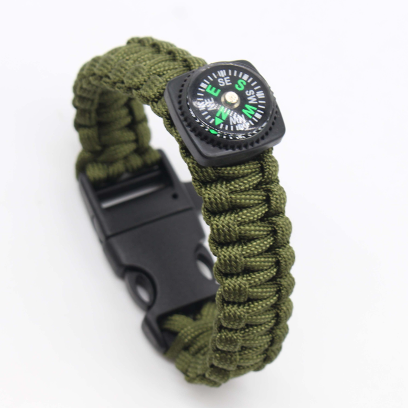 Outdoor Survival Bracelet with Compass, Whistle and Paracord Gear for Camping Hiking Emergency Kit