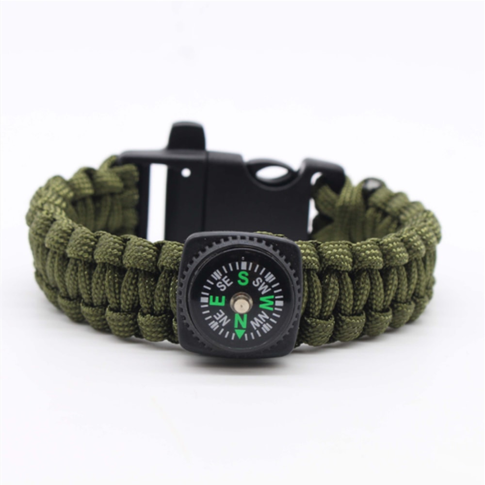 Outdoor Survival Bracelet with Compass, Whistle and Paracord Gear for Camping Hiking Emergency Kit
