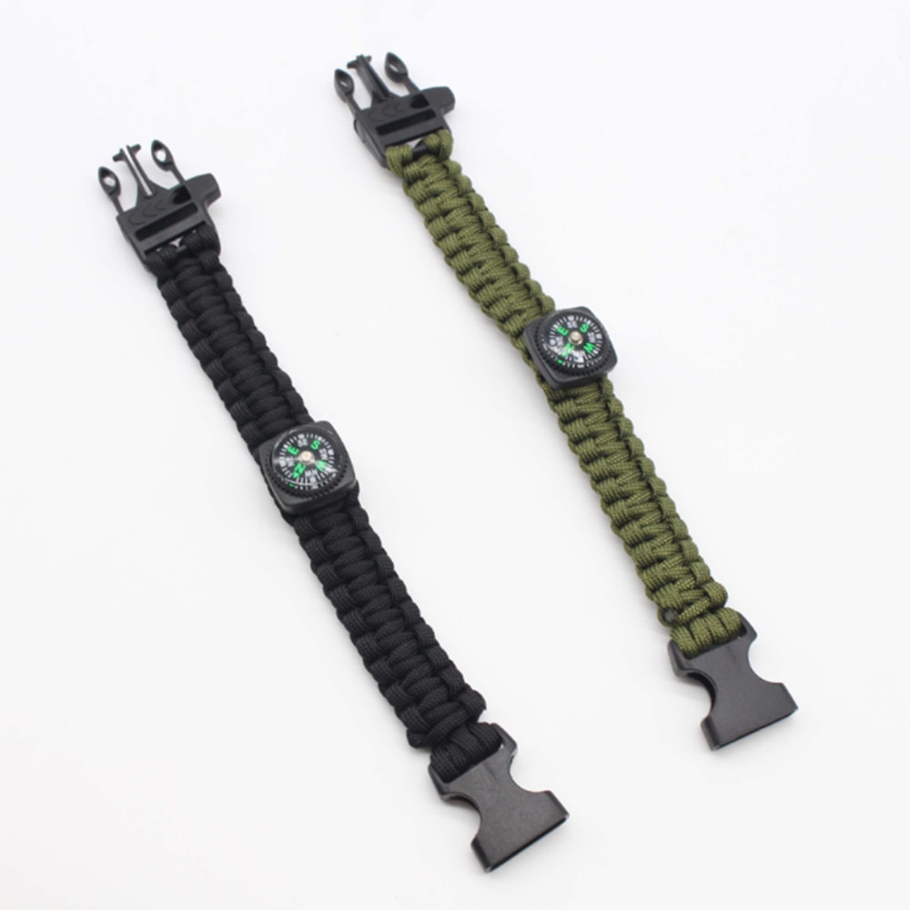 Outdoor Survival Bracelet with Compass, Whistle and Paracord Gear for Camping Hiking Emergency Kit
