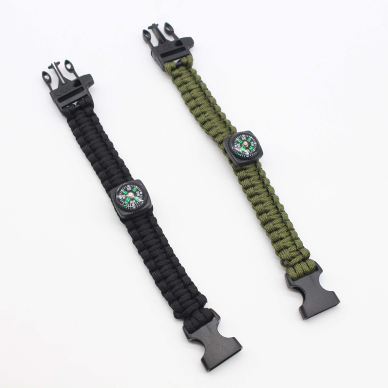 Outdoor Survival Bracelet with Compass, Whistle and Paracord Gear for Camping Hiking Emergency Kit