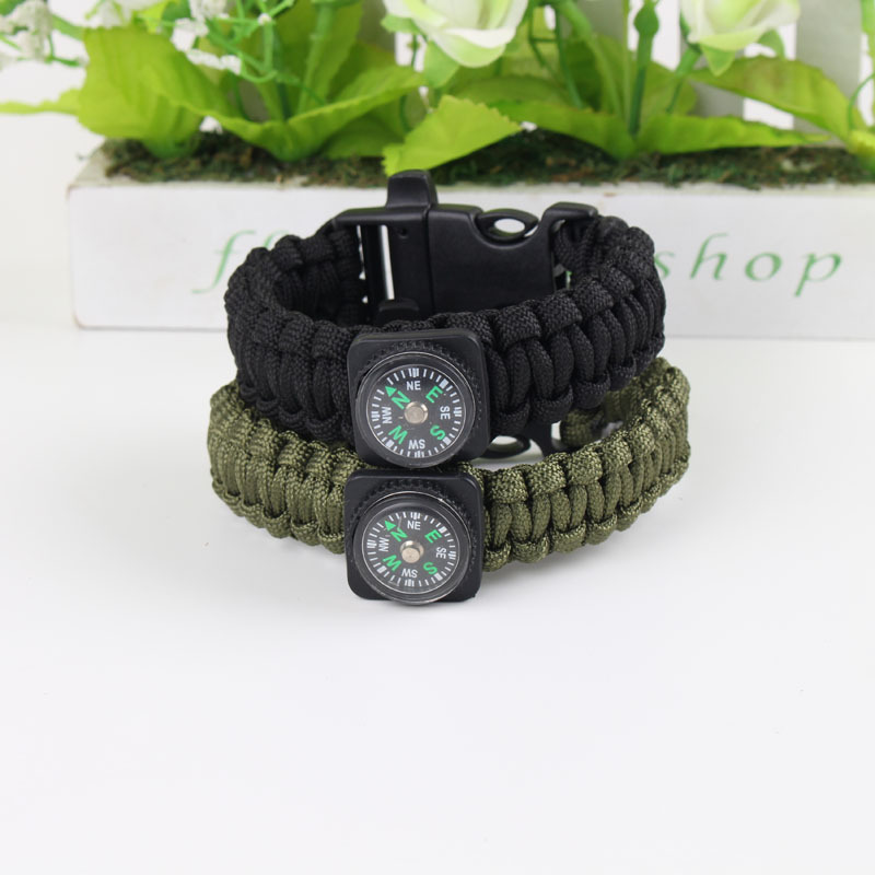 Outdoor Survival Bracelet with Compass, Whistle and Paracord Gear for Camping Hiking Emergency Kit