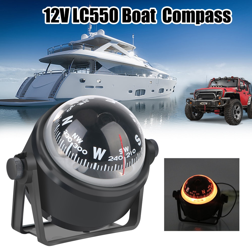 LED Illuminated Waterproof Marine Compass for Boat Navigation and Positioning