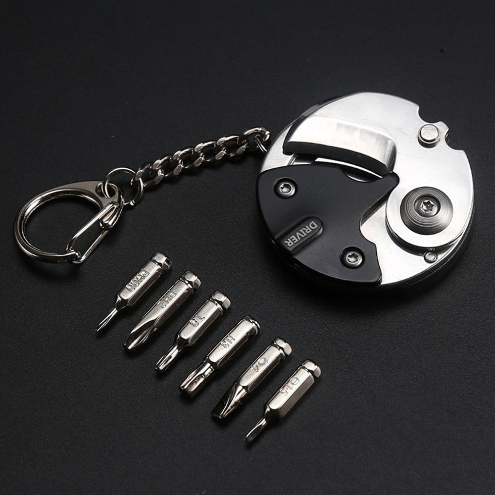 Mini EDC Keychain Multi Tool Coin Knife Screwdriver Pocket Gadget