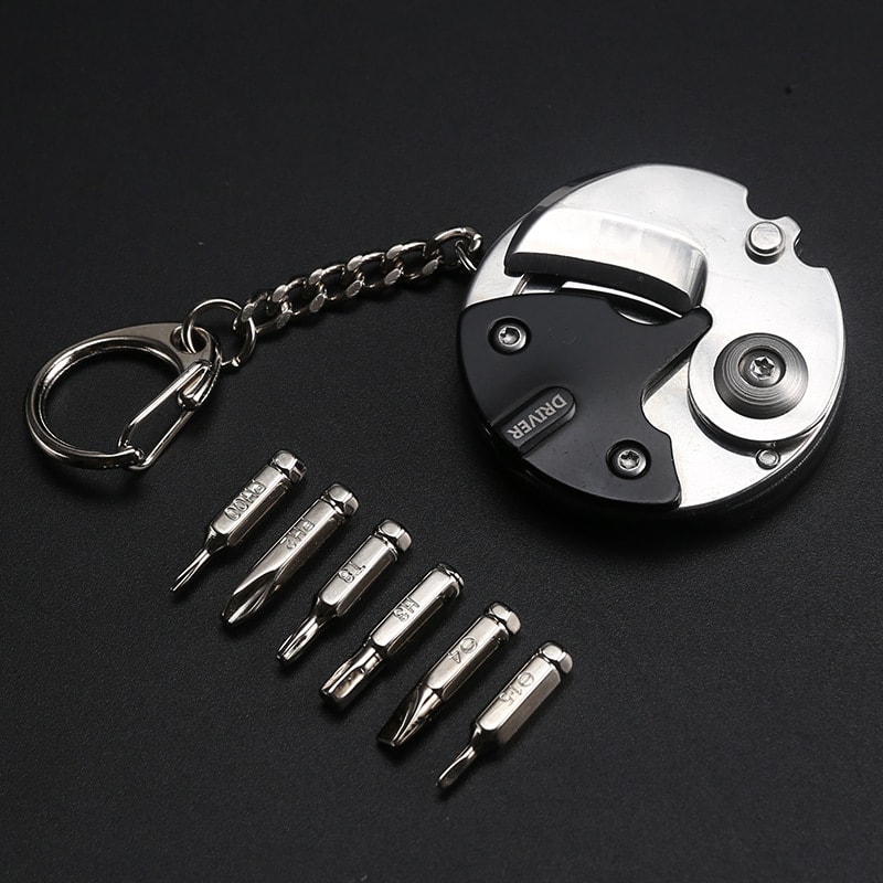Mini EDC Keychain Multi Tool Coin Knife Screwdriver Pocket Gadget