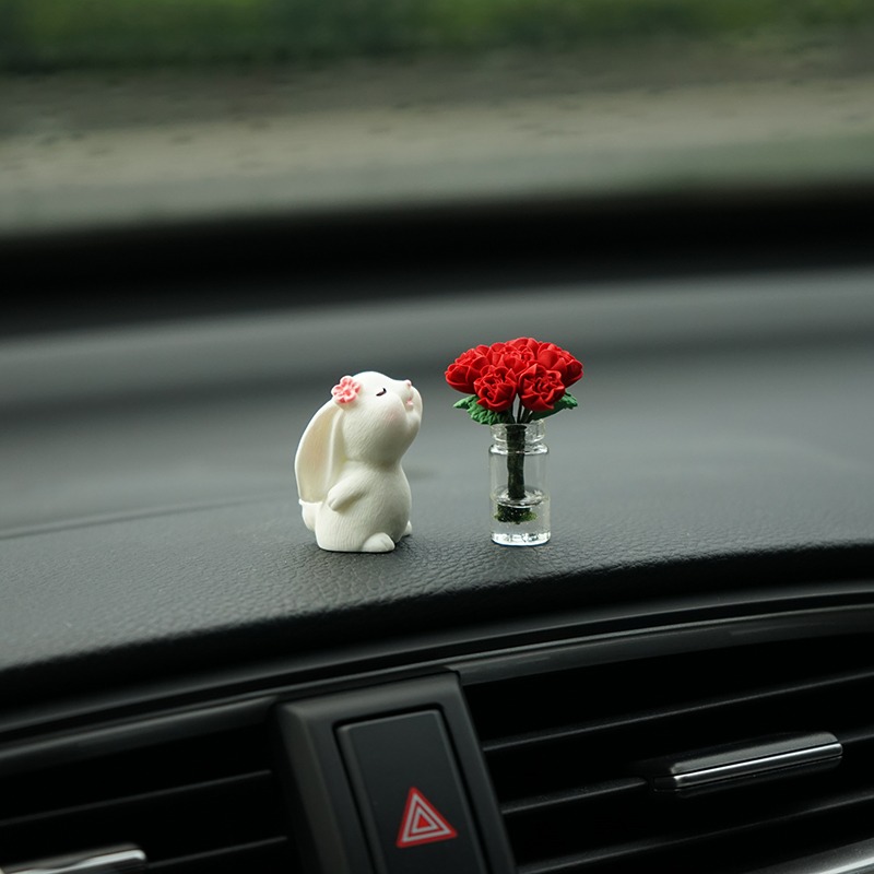 Cute Bunny Car Diffuser Vase Air Freshener Dashboard Ornament