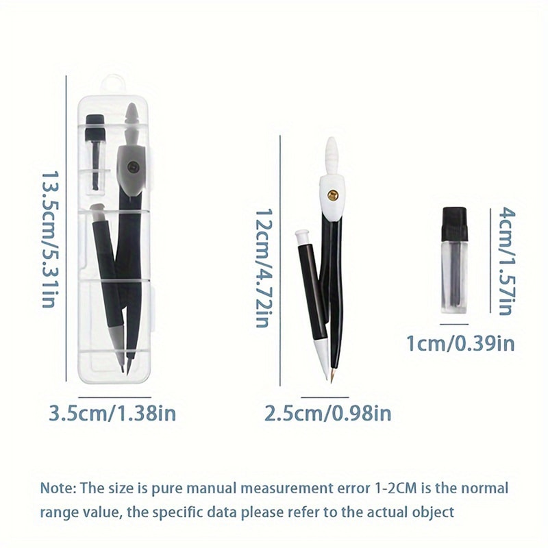 Minimalist Precision Drawing Compass Set for Students, Engineers and Geometry Drafting