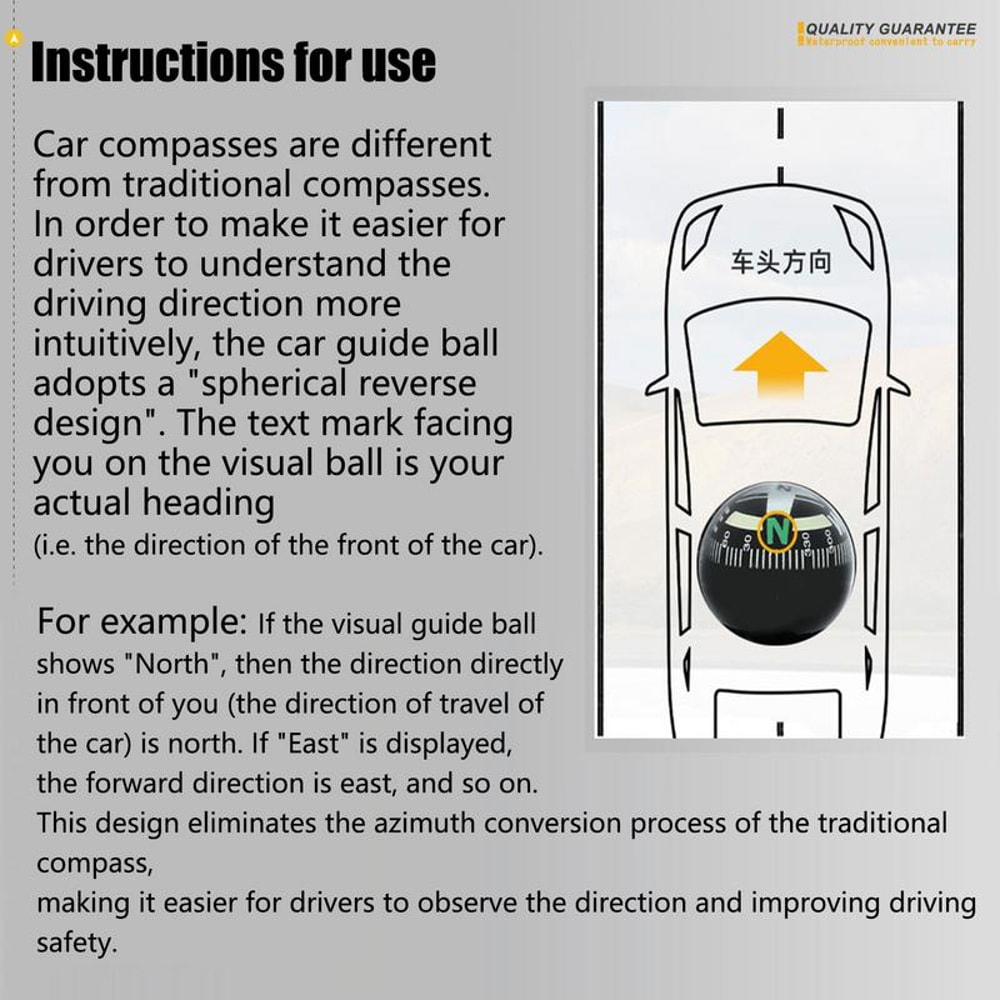 Adjustable Car Navigation Compass Dashboard Mount for Hiking and Outdoor Driving Direction Tool