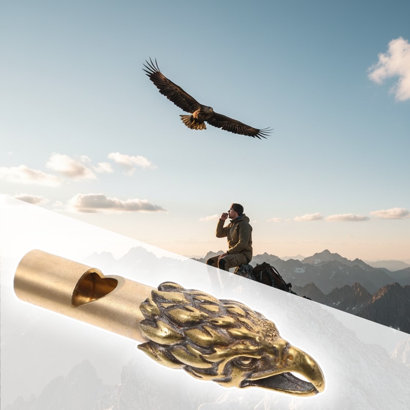 Solid Brass Emergency Whistle Keychain Loud Safety Survival Tool For Hiking Camping 0