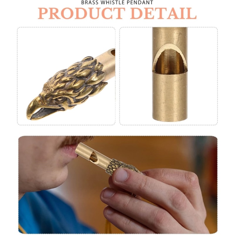 Solid Brass Emergency Whistle Keychain Loud Safety Survival Tool For Hiking Camping 3