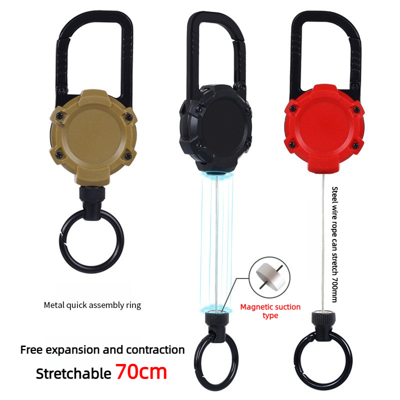 Heavy Duty Retractable Key Holder with Chain Durable tactical key holder and retractable keychain