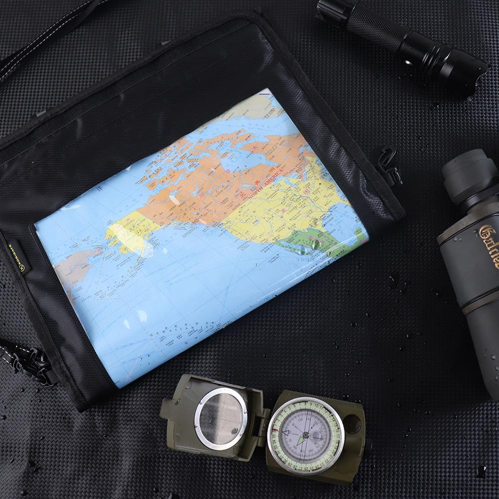 Waterproof Map Case Foldable Transparent Hiking Document Holder for Camping and Travel