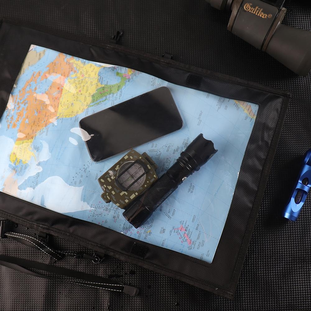 Waterproof Map Case Foldable Transparent Hiking Document Holder for Camping and Travel