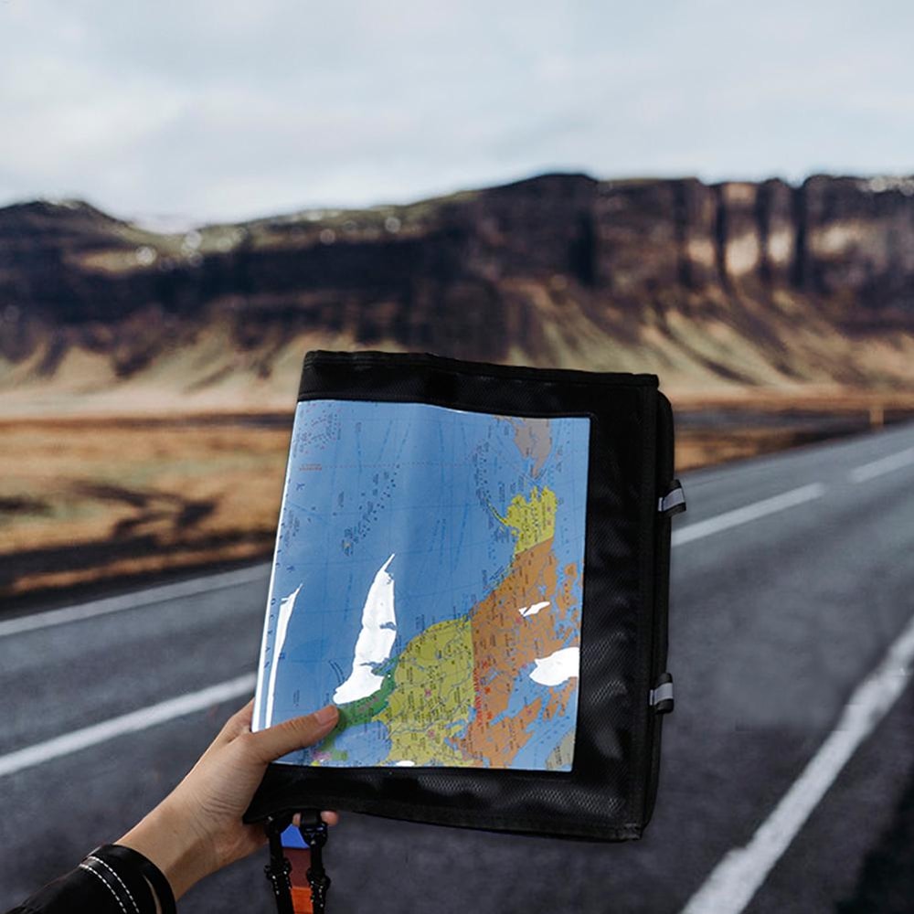 Waterproof Map Case Foldable Transparent Hiking Document Holder for Camping and Travel