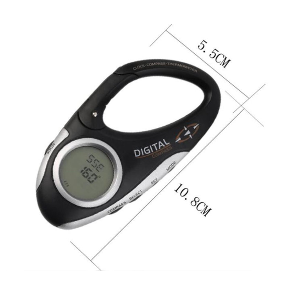 Multi Function Digital Compass Altimeter Outdoor Weather Clock With Carabiner Clip For Hiking And S 3