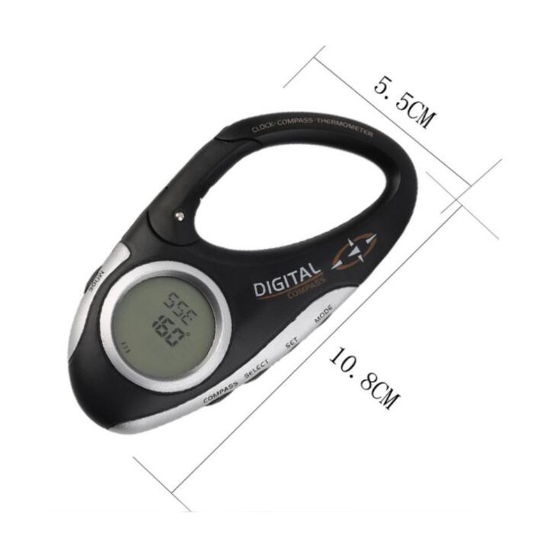 Multi Function Digital Compass Altimeter Outdoor Weather Clock With Carabiner Clip For Hiking And S 3