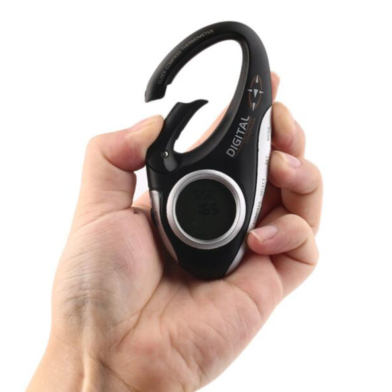 Multi Function Digital Compass Altimeter Outdoor Weather Clock With Carabiner Clip For Hiking And S 4