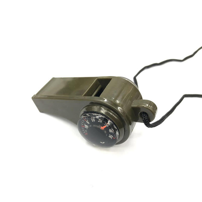Emergency Survival Whistle with Compass Thermometer Keychain for Hiking Camping Safety