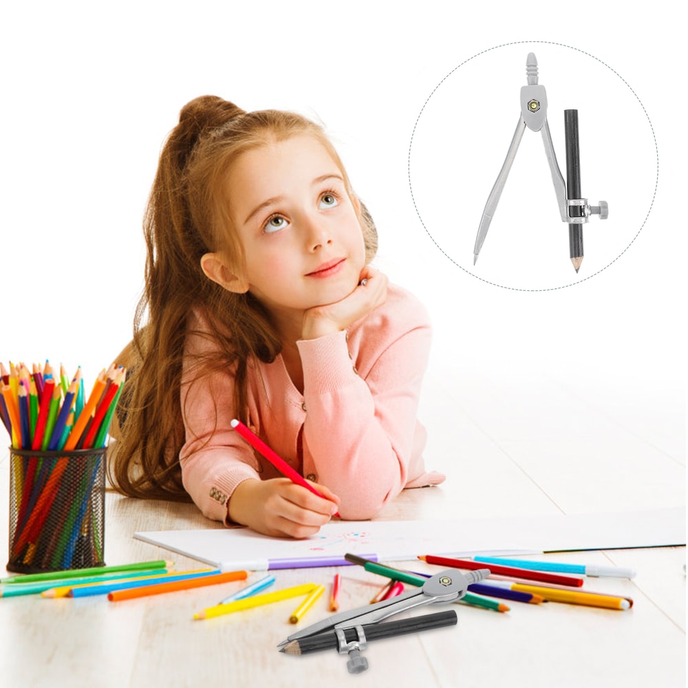 Professional Metal Drawing Compass Set for Students Precise Geometry Compass with Pencil Holder