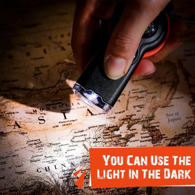 Survival Whistle With Compass Thermometer And Flashlight For Camping Emergency Safety 5