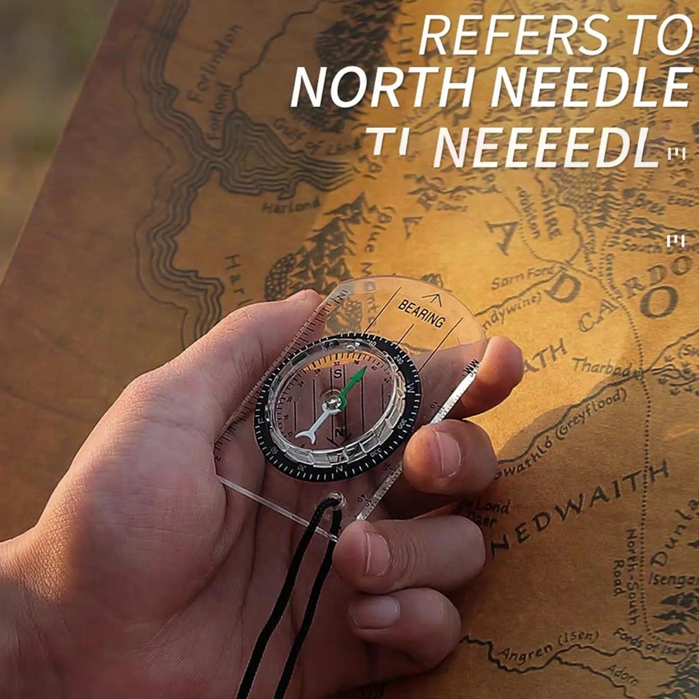 Transparent Acrylic Compass With Map Scale For Hiking Backpacking Navigation Tool 2