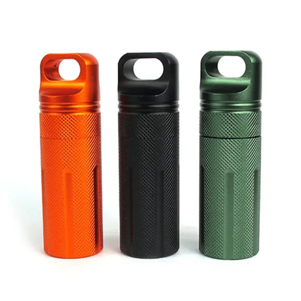 Waterproof Aluminum Pill Case Keychain Mini EDC Survival Capsule Container 4