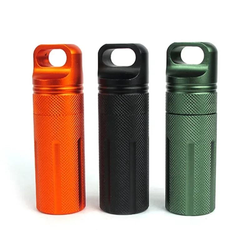 Waterproof Aluminum Pill Case Keychain Mini EDC Survival Capsule Container 4