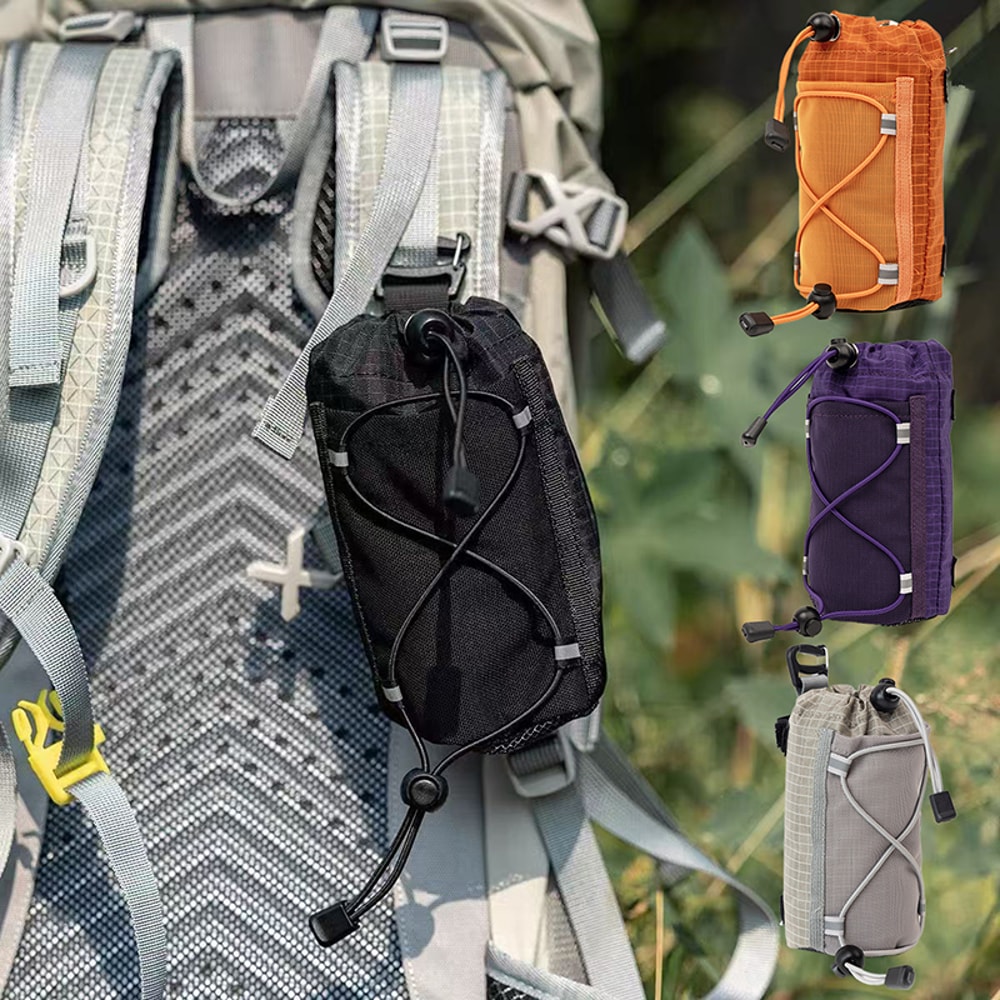 Portable Hiking Water Bottle Holder Bag with Phone Pocket and Shoulder Strap