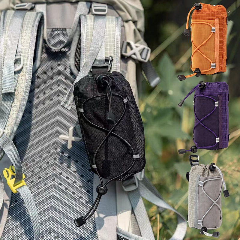 Portable Hiking Water Bottle Holder Bag with Phone Pocket and Shoulder Strap