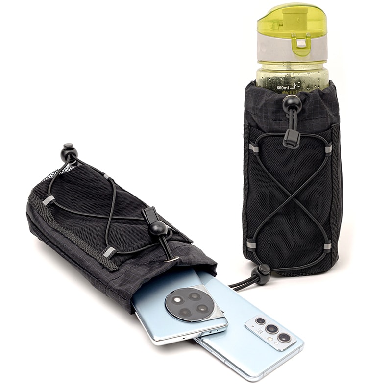 Portable Hiking Water Bottle Holder Bag with Phone Pocket and Shoulder Strap