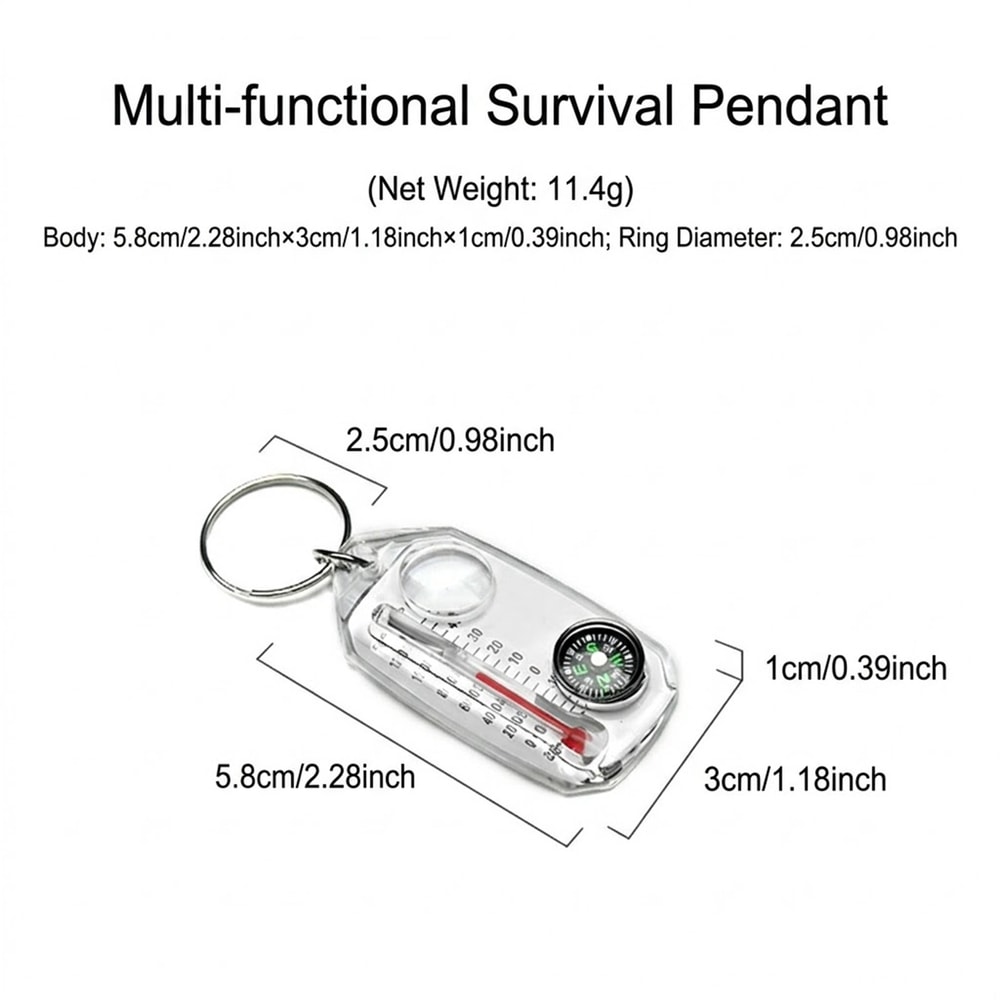 Portable Outdoor Thermometer Keychain With Magnifier Compass For Hiking And Camping 5