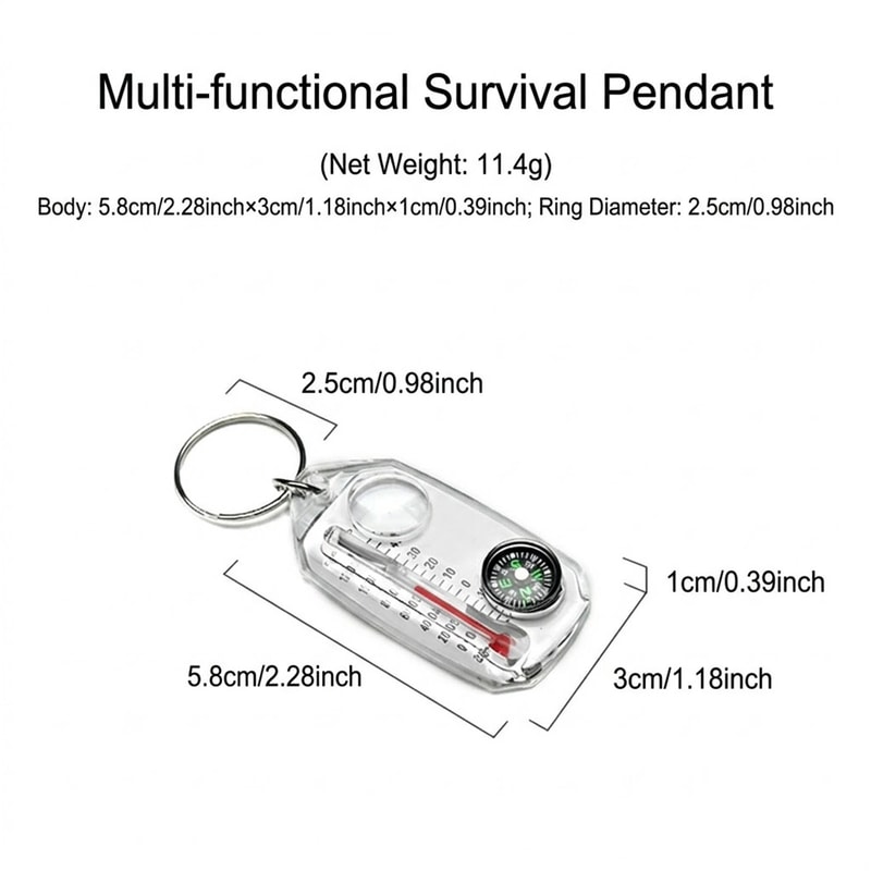 Portable Outdoor Thermometer Keychain With Magnifier Compass For Hiking And Camping 5