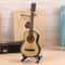 Mini Wooden Guitar Decor with Stand Realistic Miniature Musical Instrument Gift
