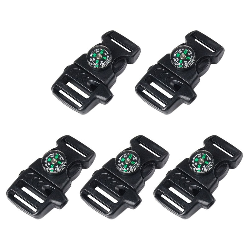 Survival Paracord Buckle with Compass and Whistle Multi Tool Clip