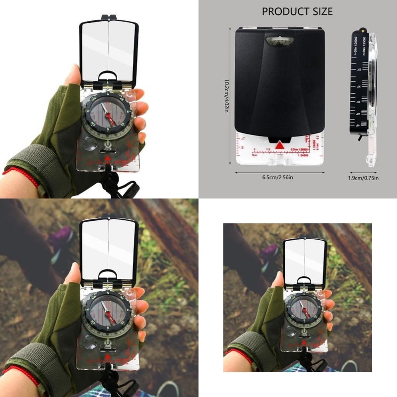 Professional Sighting Mirror Compass with Adjustable Declination for Hiking Navigation