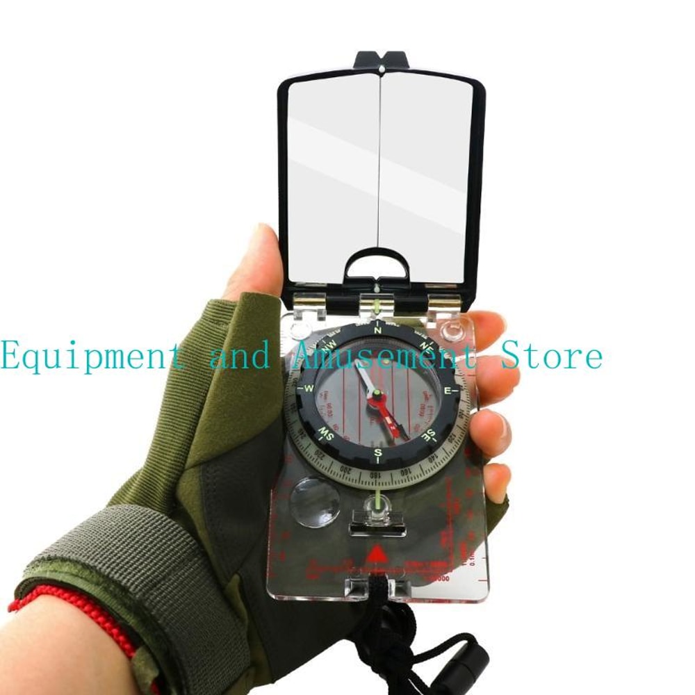 Professional Sighting Mirror Compass with Adjustable Declination for Hiking Navigation