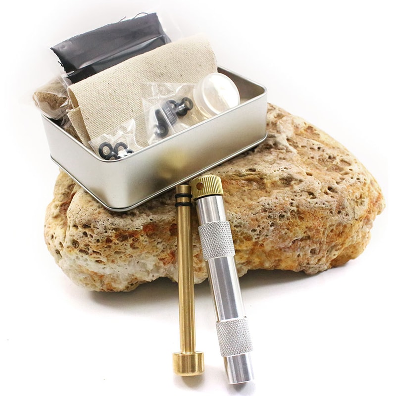 Compact Brass Fire Piston Survival Tool Outdoor Emergency Fire Starter Kit