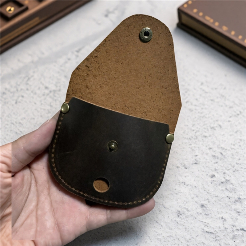 Vintage Brass Pocket Compass Necklace with Leather Case, Antique Compass Pendant for Hiking Travel Gift