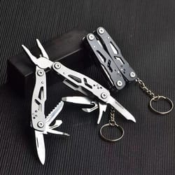 mini folding multi tool pliers, portable edc pocket multitool keychain for camping and everyday use