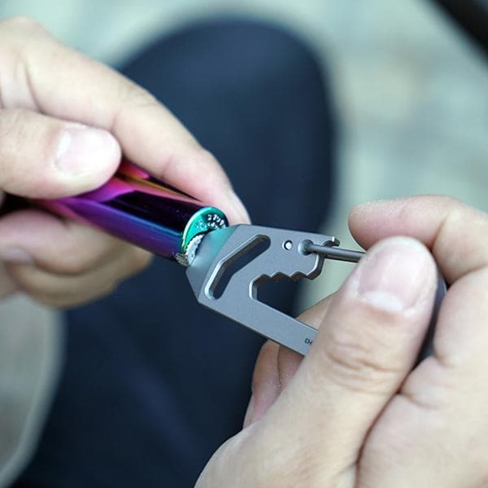 Titanium EDC Carabiner Multi Tool Keychain Pry Bar Wrench Bottle Opener 4