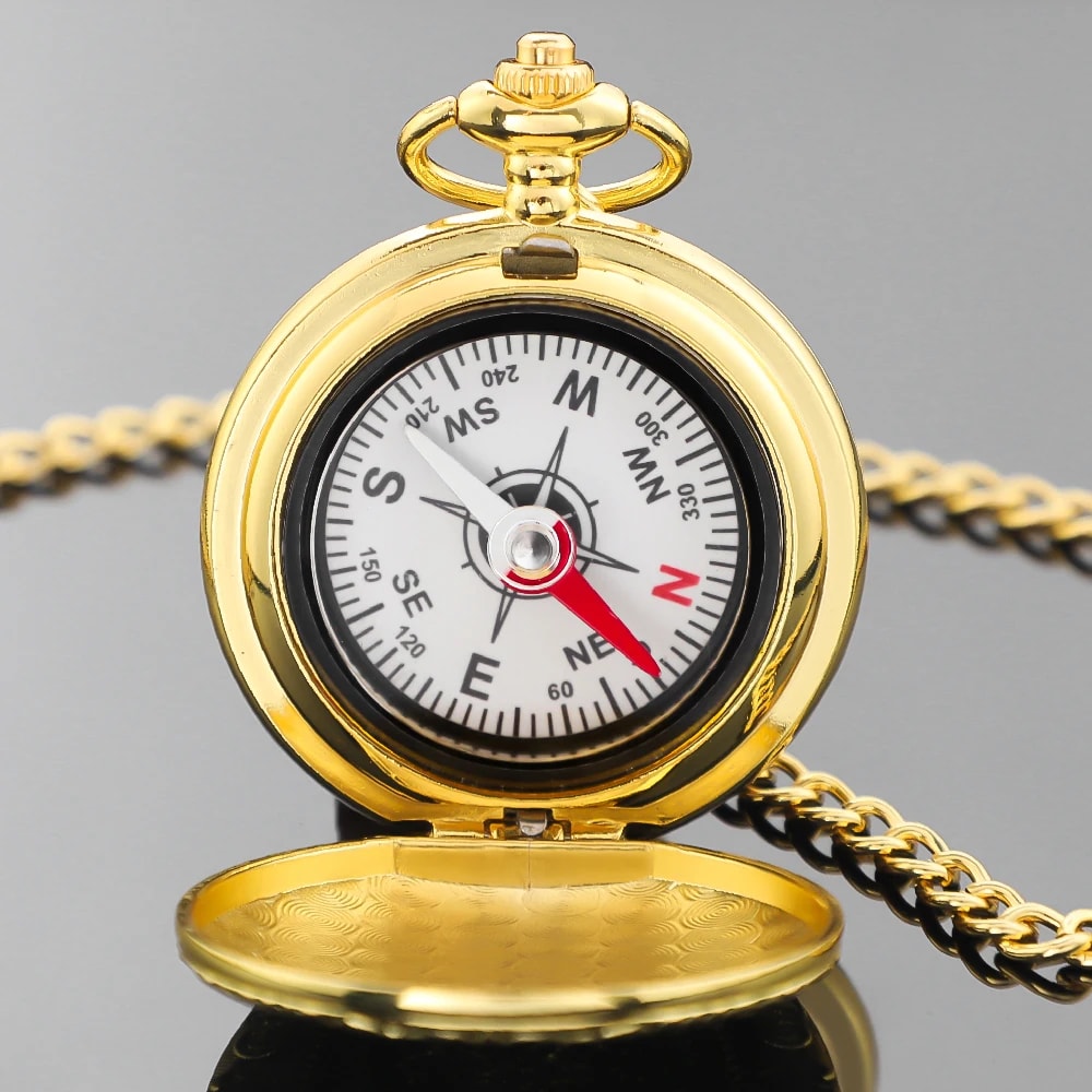 Vintage Brass Compass Pocket Watch For Hiking Survival Outdoor Navigation Gear 3